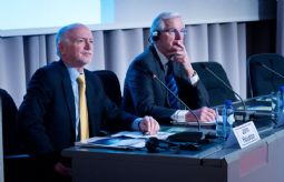 John Houston, from event host Kreab Gavin Anderson, alongside Commissioner Barnier 